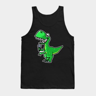 Dinosaur Sing Karaoke Kids Kawaii Neko Anime design Tank Top